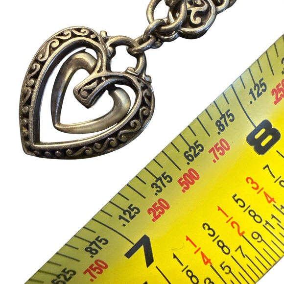 Brighton Heart Charm Bracelet Silver Scrollwork Bohemian Romantic Filigree - Picture 9 of 10